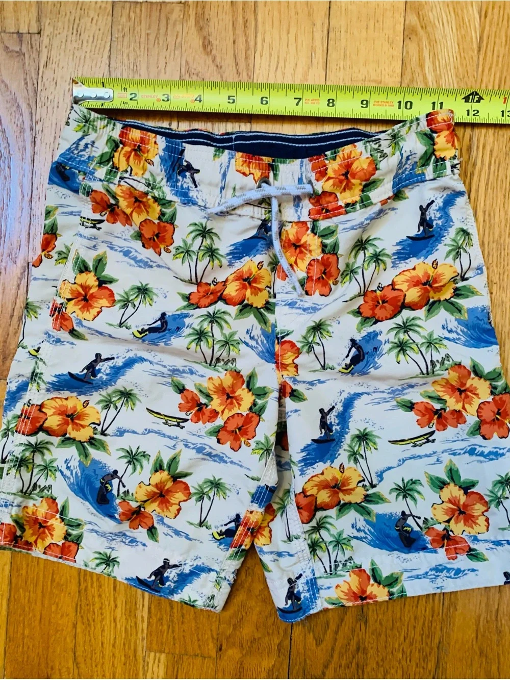 Boys M Swimwear Set: Cat &Jack Navy Rash Guard Shirt & Lands' End Tropical Trunk